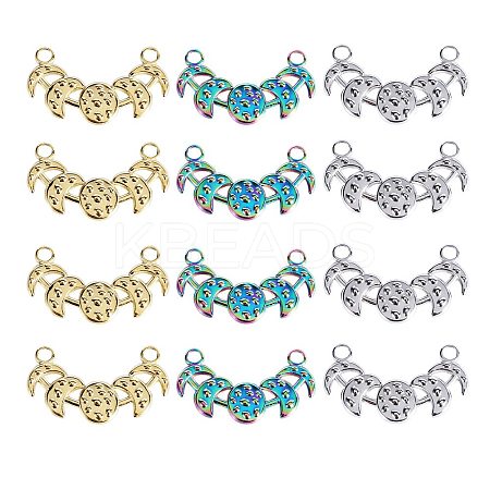 12Pcs 3 Colors Ion Plating(IP) 304 Stainless Steel Pendants STAS-SZ0002-91-1