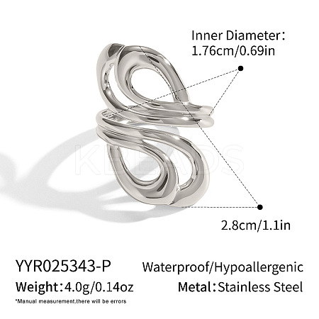 Adjustable 304 Stainless Steel Open Cuff Rings for Women SZ1207-4-1