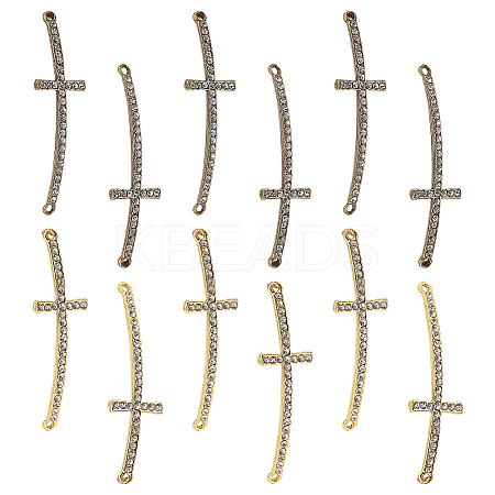 12Pcs 2 Colors Alloy Rhinestone Links/Connectors RB-PH0001-68-1