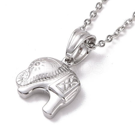 Non-Tarnish 304 Stainless Steel Elephant Pendant Necklace for Women STAS-E154-22P-1