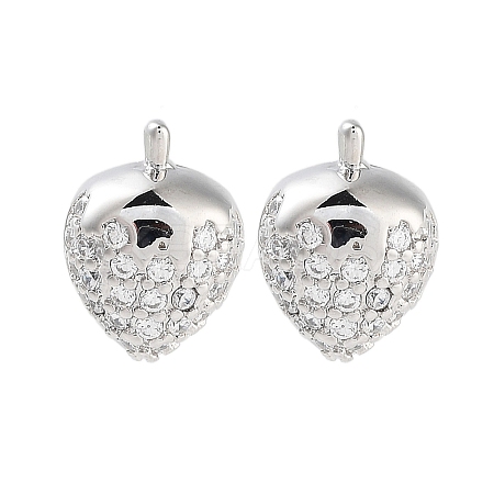 Rack Plating Strawberries Brass Stud Earrings EJEW-N055-31P-RS-1
