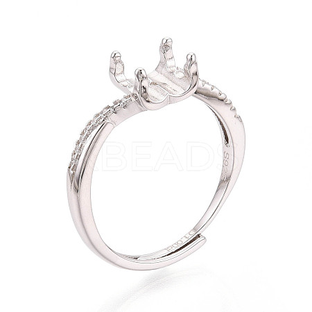Rhodium Plated 925 Sterling Silver Micro Pave Cubic Zirconia Engagement Solitaire Ring Settings STER-N016-75P-1