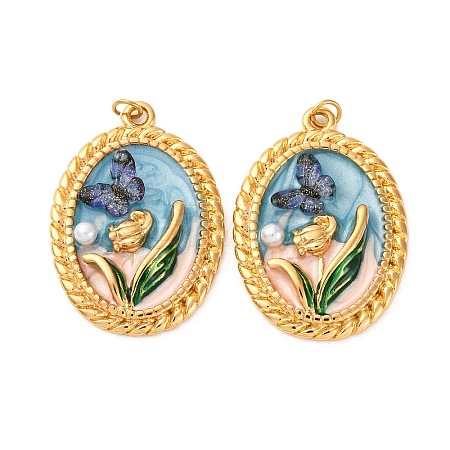 304 Stainless Steel Enamel Pendants STAS-U061-48G-01-1