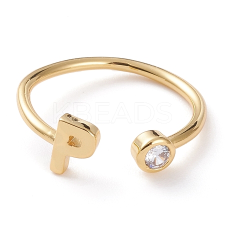 Brass Micro Pave Clear Cubic Zirconia Cuff Rings RJEW-J074-01G-P-1