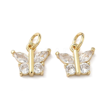 Brass Micro Pave Clear Cubic Zirconia Charms KK-F930-20G-1