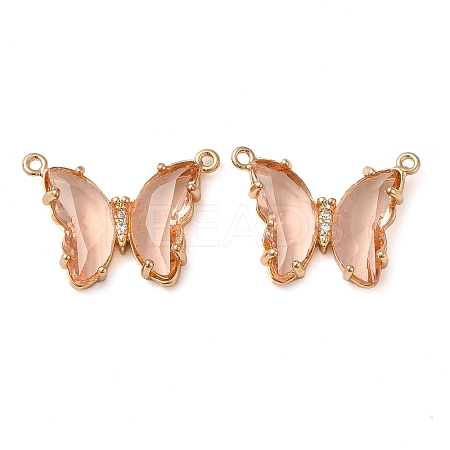 Brass Pave Faceted Glass Connector Charms FIND-Z020-03R-1
