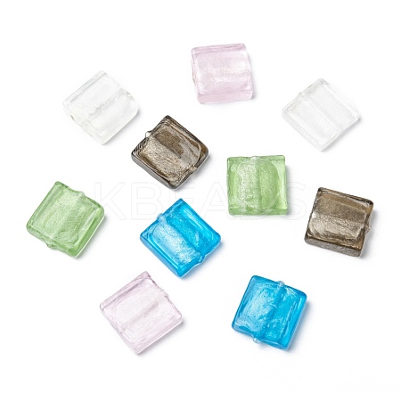 Handmade Silver Foil Lampwork Beads FOIL-S006-20x20mm-M-1