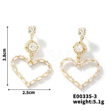 Elegant Copper Heart-shaped Zircon Stud Earrings NG8185-3-1