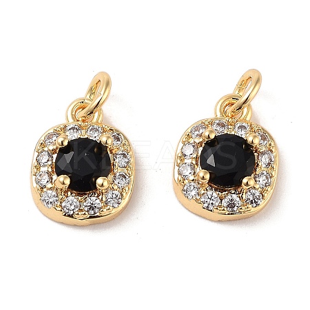 Square Brass Micro Pave Cubic Zirconia Charms KK-B102-09G-1