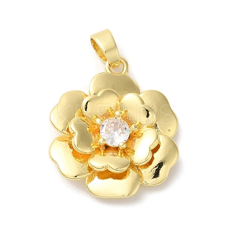 Rack Plating Brass Micro Pave Clear Cubic Zirconia Pendants KK-U022-04G-1