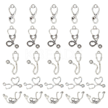 100Pcs 5 Style Tibetan Style Alloy Pendants & Pendant Rhinestone Settings TIBEP-GO0001-04-1