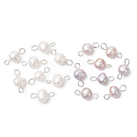 16Pcs 2 Colors Natural Cultured Freshwater Pearl Potato Connector Charms PALLOY-JF04663-1
