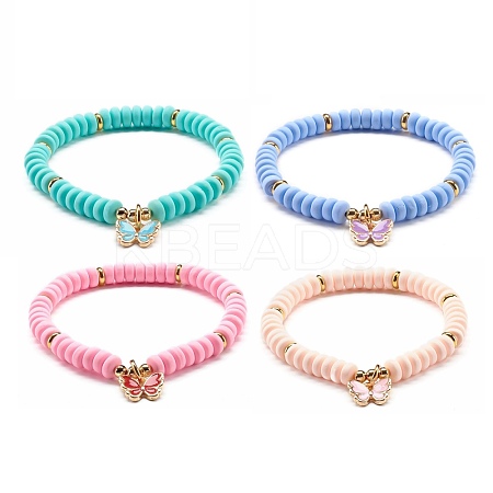 Butterfly Alloy Enamel Charm Bracelet for Teen Girl Women BJEW-JB06917-1