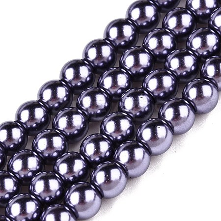 Baking Paint Pearlized Glass Pearl Round Bead Strands X-HY-Q330-8mm-73-1