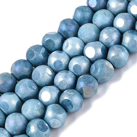 Ombre Effect Dyed Electroplate Opaque Glass Beads Strands EGLA-Q130-01A-07-1