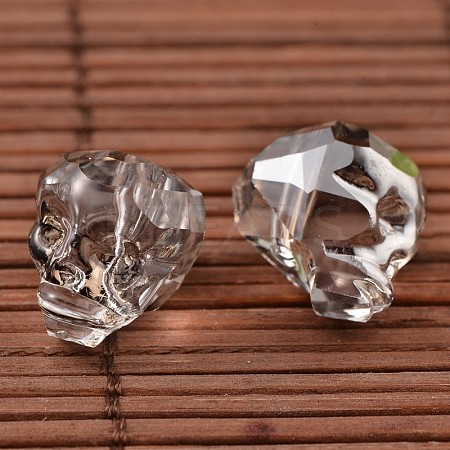 Faceted Skull Electroplate Glass Beads EGLA-M018-02-1