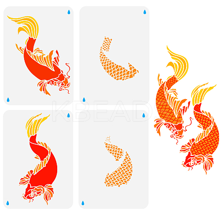 4Pcs 4 Styles PET Hollow Out Drawing Painting Stencils DIY-WH0394-0127-1