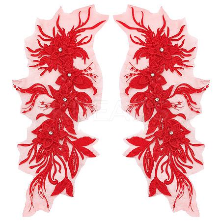 2Pcs Chemical Fiber Iron Acrylic Embroidery Lace Collar DIY-ME0001-89B-1
