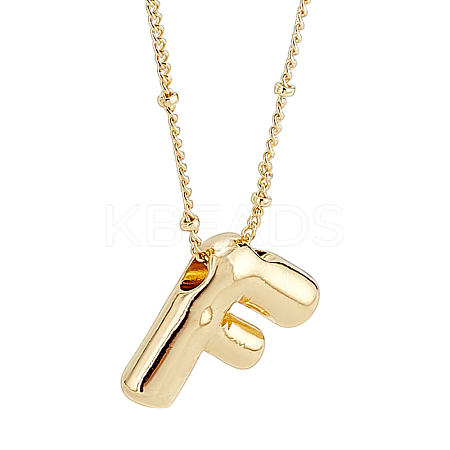 1pc Brass Chain with Alloy Letter Pendants Necklaces NJEW-LP0001-41F-G-1