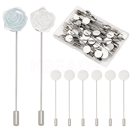 80Pcs 201 Stainless Steel Brooch Findings STAS-UN0058-67-1