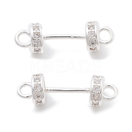 Brass Micro Pave Clear Cubic Zirconia Connector Charms KK-B134-43S-1