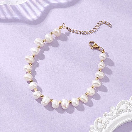 Natural Cultured Freshwater Pearl Beaded Bracelets for Women BJEW-JB13320-1