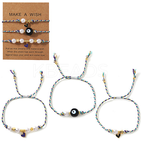 3Pcs Handmade Brass Enamel Charm Bracelets OI2276-15-1