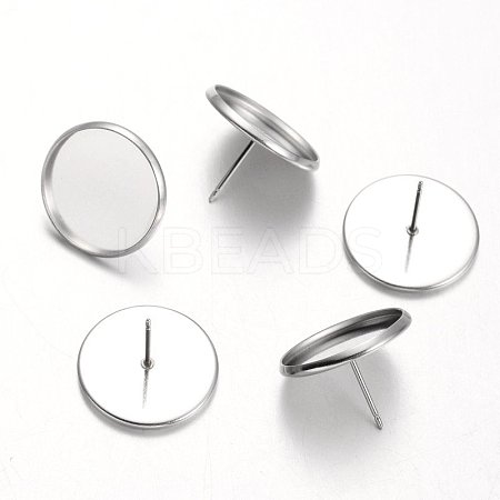 Tarnish Resistant Flat Round Stainless Steel Stud Earring Settings LS-X-STAS-M227-16mm-1