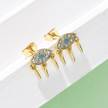 Brass Micro Pave Cubic Zirconia Eye Stud Earrings EJEW-K267-14G-1