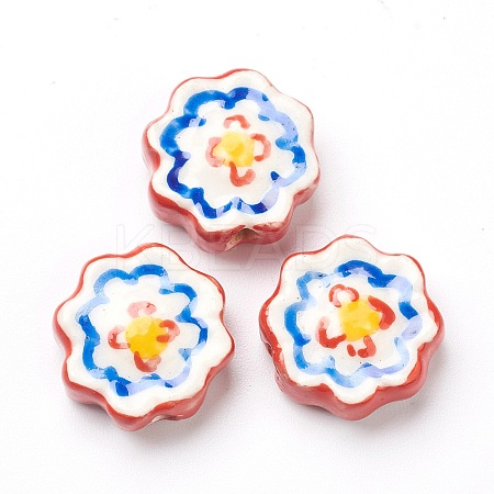 Handmade Porcelain Flower Beads PORC-J008-04D-1