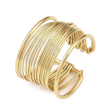 304 Stainless Steel Open Cuff for Women RJEW-K306-01G-1