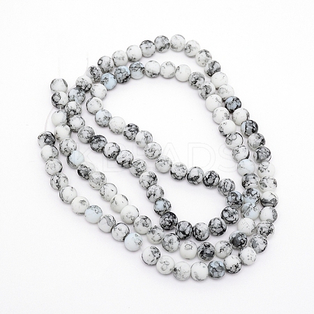 Baking Paint Glass Beads Strands LS-FGLA-WH0001-01A-1