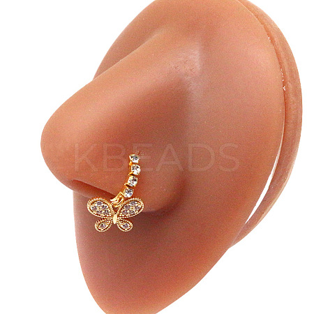 316L Surgical Stainless Steel Cubic Zirconia Dangle Hoop Nose Ring with Charms WG2DADE-34-1