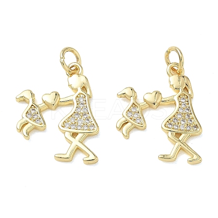 Brass Micro Pave Cubic Zirconia Pendants KK-T085-15F-G-1
