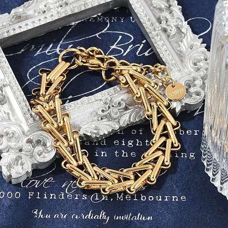 304 Stainless Steel Wheat Chains Bracelets for Women BJEW-F488-39G-1