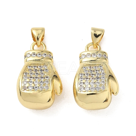 Sports Theme Brass Micro Pave Clear Cubic Zirconia Pendants KK-Z150-21G-03-1
