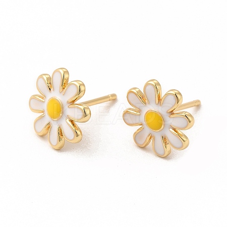 Enamel Daisy Flower Stud Earrings EJEW-G341-04G-1