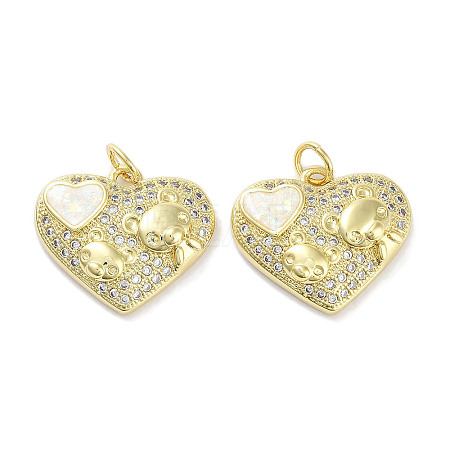 Brass Micro Pave Clear Cubic Zirconia Pendants KK-L213-016G-1