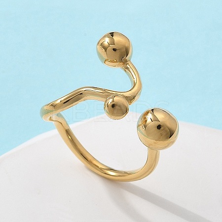 304 Stainless Steel Round Cuff Rings for Women RJEW-A063-01B-G-1