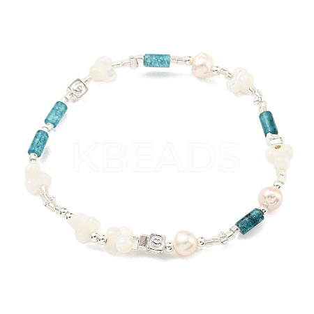 Column Natural Dyed Gemstone Stretch Bracelets BJEW-M315-05P-1