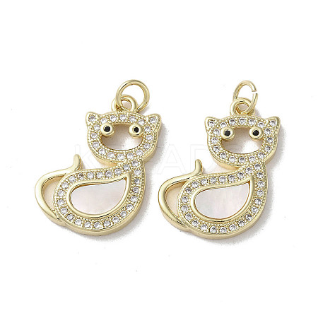 Brass Micro Pave Cubic Zirconia Pendants KK-G485-20C-G-1