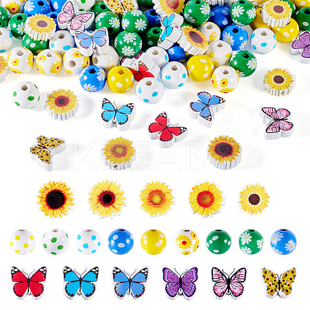 20 Styles Printed Wood Beads WOOD-TA0002-65-1