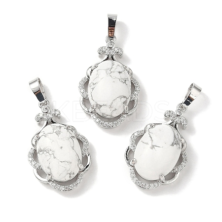 Natural Howlite Oval Pendants G-NH0025-15P-01-1