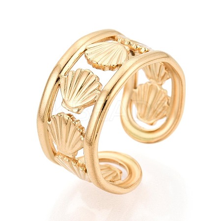 Ion Plating(IP) 304 Stainless Steel Cuff Rings for Women RJEW-N052-06G-1