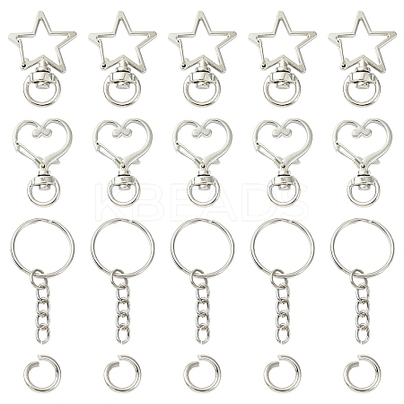 10Set 2 Styles Star Alloy Swivel Clasps with 10Pcs Iron Split Key Rings PURS-YW0001-01B-1