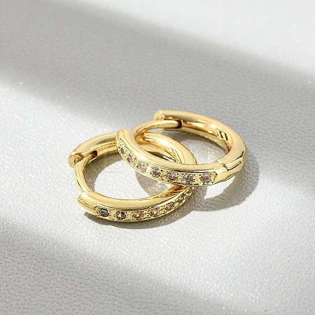 Brass Micro Pave Clear Cubic Zirconia Hoop Earrings LS-EJEW-D311-145G-1