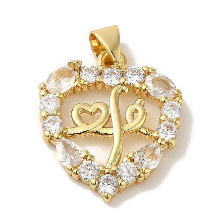 Rack Plating Brass Micro Pave Cubic Zirconia Pendants KK-P267-08G-1