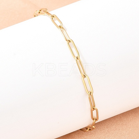 201 Stainless Steel Paperclip Chains Bracelets for Women LS-BJEW-G767-01E-G-1