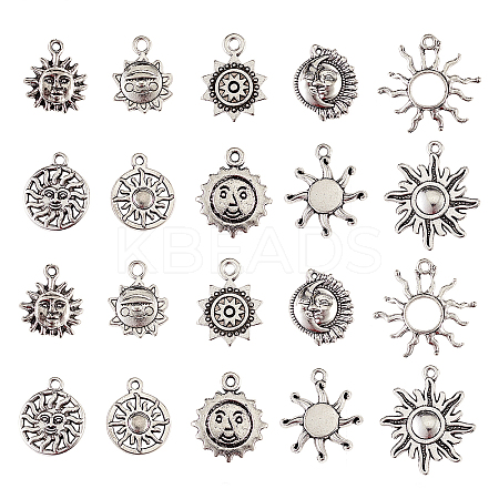 100Pcs 10 Styles Tibetan Style Alloy Charms TIBEP-CJ0001-59-1