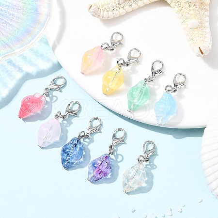 9Pcs Glass Conch Pendant Decorations HJEW-JM04153-1